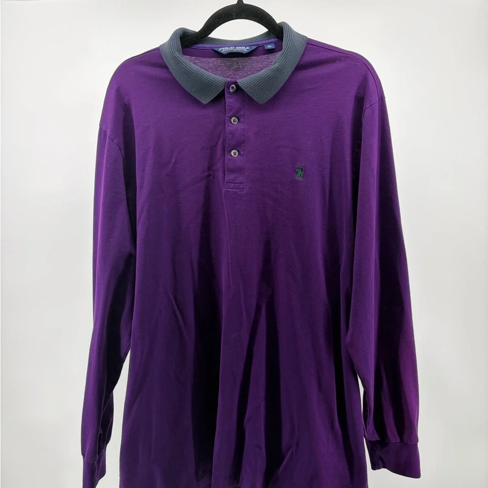 Vintage Polo Ralph Lauren Polo Golf Shirt Mens Size XL Purple LS Shirt S012‎